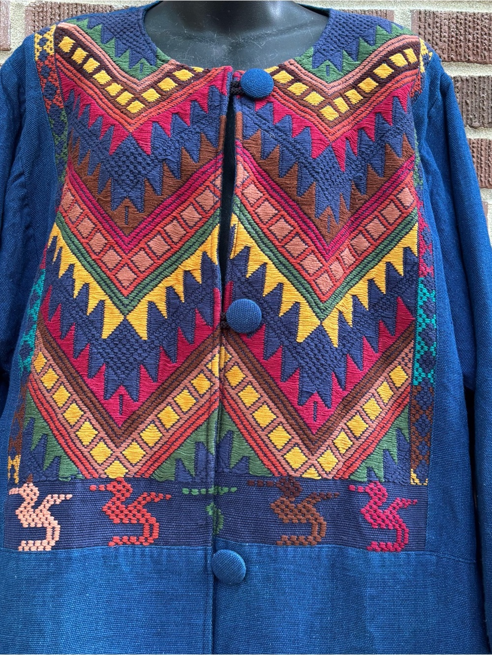 Guatemaya Women’s XL Woven Cotton Handmade Boho lined Pockets Jacket Seahorse - Picture 3 of 9